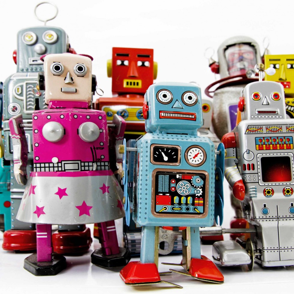 Group of toy robots.